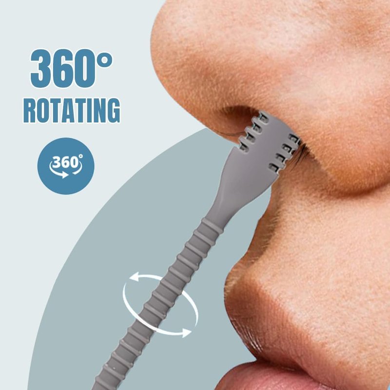 Nasal Hair Cutter - 2-in-1 Double-Sided Nose Trimmer Tool for Men & Women | 360° Nostril Hair Remover with Soft Cleaning Brush (3 Pcs)