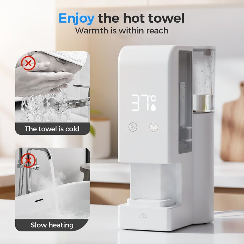 Hot Towel Warmer Machine - 5-Second Automatic Face Towel Heater | Silent Low Energy Spa Equipment (White)