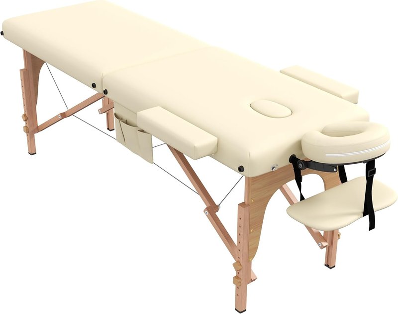 Civama Portable Massage Table - Lightweight Aluminum Frame with Carrying Bag | Beige, Ideal for Spa & Tattoo Use
