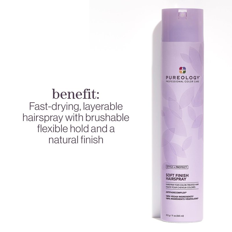 Pureology Style + Protect Soft Finish Hairspray | For Color-Treated Hair | Flexible Hold, Non-Drying Hairspray | Silicone Free | Vegan | Updated Packaging | 11 Oz.|
