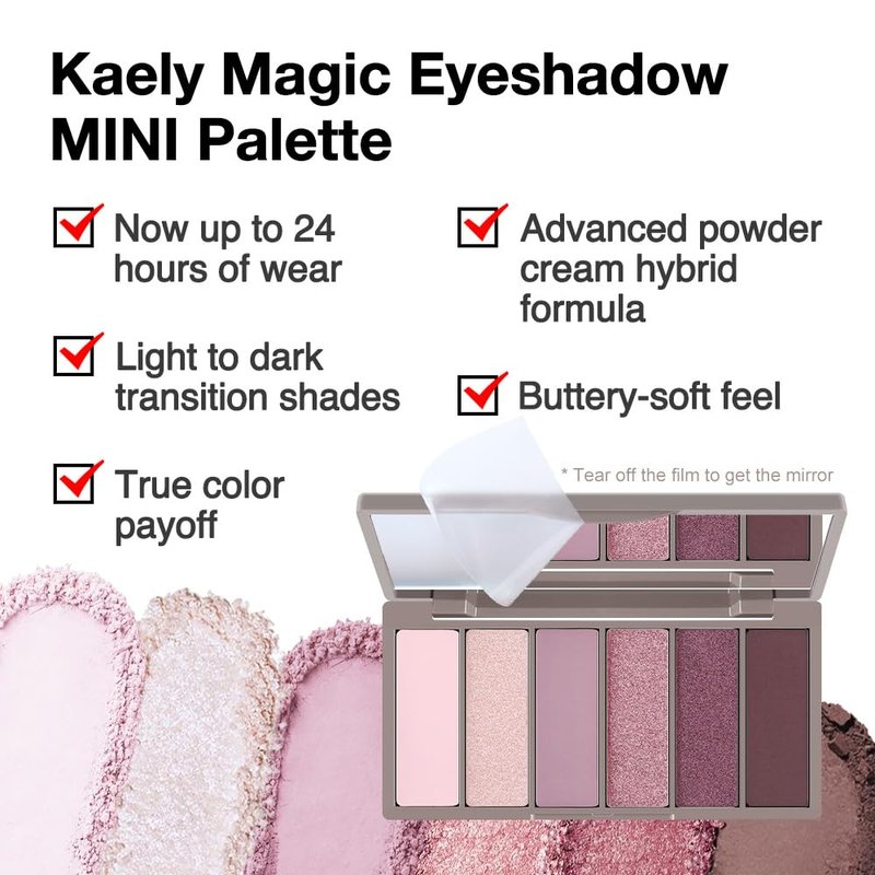 HHLTOH 6 Colors Eyeshadow Palette, Rose Pink Mauve Plum Neutral Matte & Shimmer Eye Shadow for Mature Skin, Highly Pigmented Blendable Waterproof, Easy Everyday Eye Makeup, Vegan & Cruelty-Free, 04