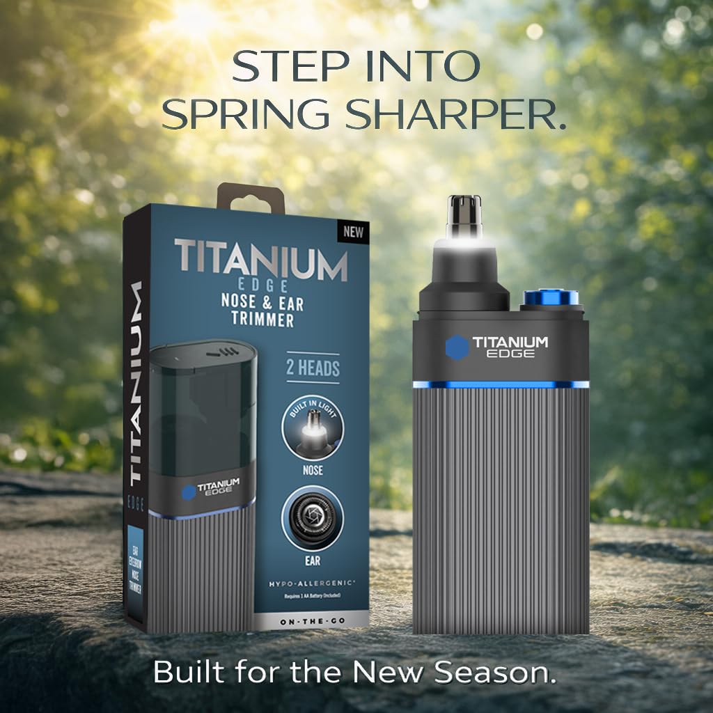 Microtouch Titanium Edge Ear & Nose Trimmer – Dual Rotary Blade Heads with Light – Water Resistant – Travel Friendly – Durable Design – Titanium Coated Blades for Precise, Comfortable Grooming