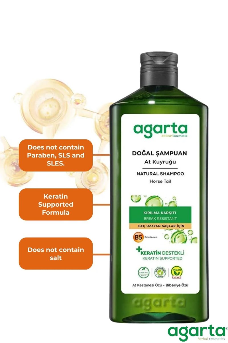 Agarta Horsetail & Keratin Shampoo – Botanical Hair Care Shampoo for Strength & Scalp Balance, Vegan Formula – 14 fl oz