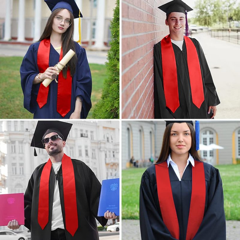 QEYMN Graduation Stole, Plain Graduation Sash, Red Graduation Stole Class of 2026 2025 2024 for Unisex Adults,Graduation Stoles Sash for Academic and Choral 70"