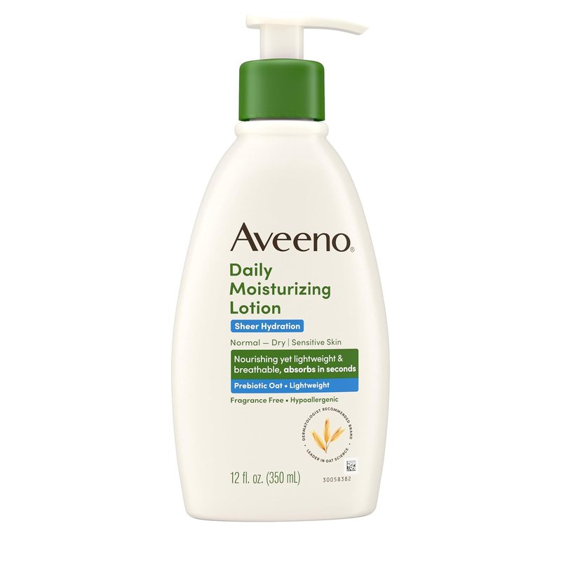 Aveeno Daily Moisturizing Lotion - Fragrance-Free Hydration with Prebiotic Oat for Dry Skin | Lightweight, 12 fl. oz