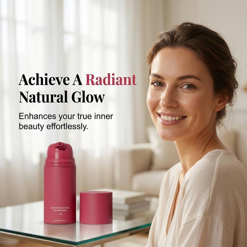 Color Changing Foundation, 2026 New Skin Tone Adapting Liquid Foundation for Women, Automatically Adjusts Makeup Application, Concealing Fine Lines And Wrinkles, Moisturizing And Hydrating (1pc)