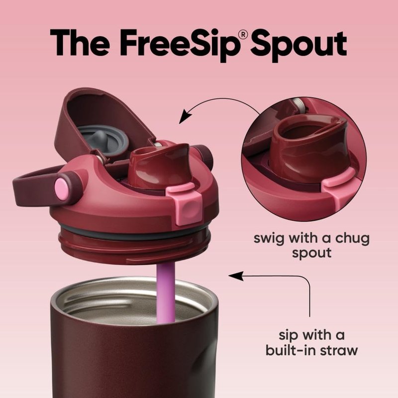 Owala FreeSip Sway Insulated Water Bottle - 30oz Stainless Steel, Two-Way Spout & Built-In Straw | Black Cherry