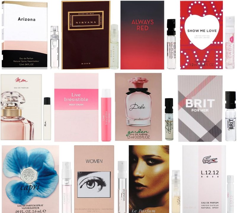 Designer Perfume Sampler Set Lot x 12 Sample Vials - High End Fragrance Samples for Women, 12 Piece Set