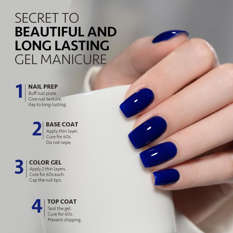 GAOY Deep Blue Gel Nail Polish - 16ml Soak Off Formula | UV Light Cure for DIY Manicure - 1532 Midnight Blue
