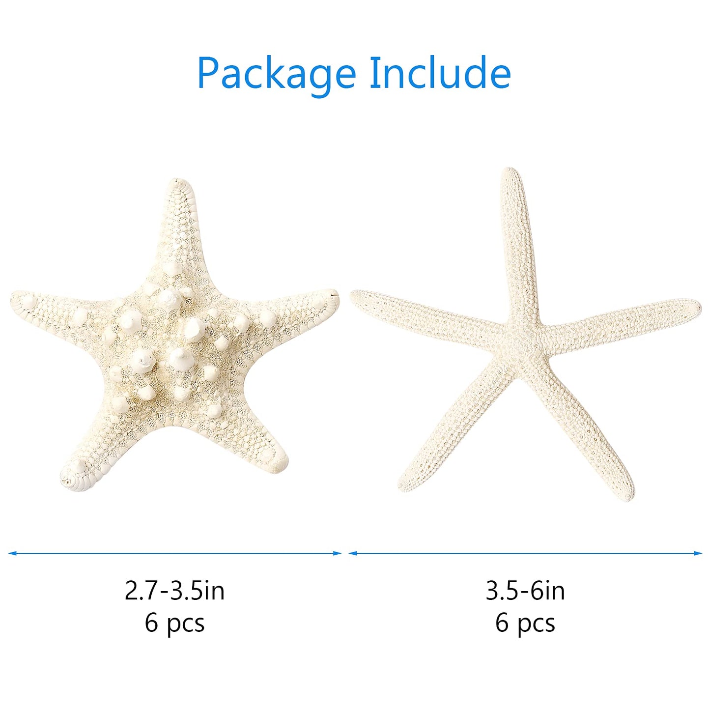 UEIEU 12 PCS Starfish | 2.5-6 Inch Starfish Decor | Natural Bulk Starfish Shells Perfect for Crafts Making Beach Theme Party Wedding Decoration, Home Wall Decor, Christmas Ornaments, Fish Tank