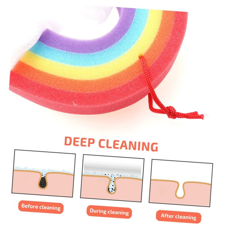 minkissy 3pcs Rainbow Bath Sponge Rainbow Loofah Body Scrubber Kids Shower Shower Balls Body Scrubber Exfoliator for Toddler Baby Kids Body Shower