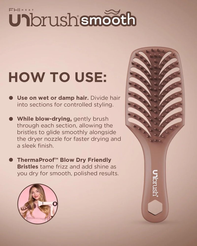FHI Heat Detangling Smoothing Brush - Heat Resistant for Pain-Free Brushing on All Hair Types