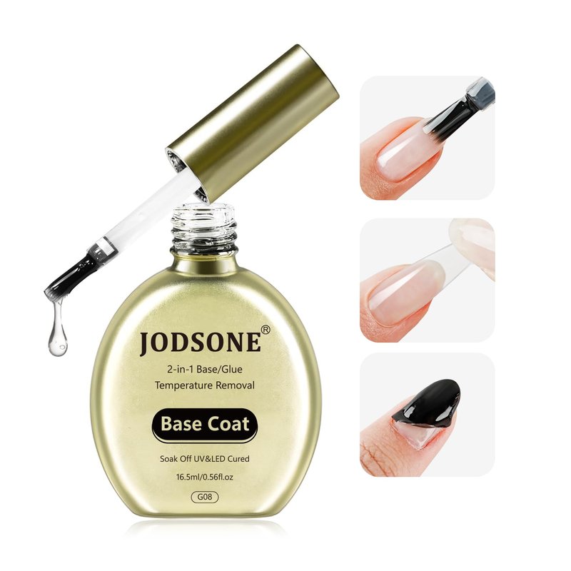 JODSONE Peel off Gel Base Coat,16.5ml No Wipe, Warmly Removable Foundation for Gel Nail Polish & Tips. U V/LED Cured, Long-Lasting, DIY Use