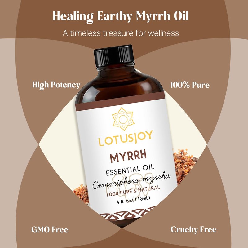 LOTUSJOY Myrrh Essential Oil, Pure Natural Myrrh Oil for Skin Hair Diffuser Room Spray DIY - 4 Oz