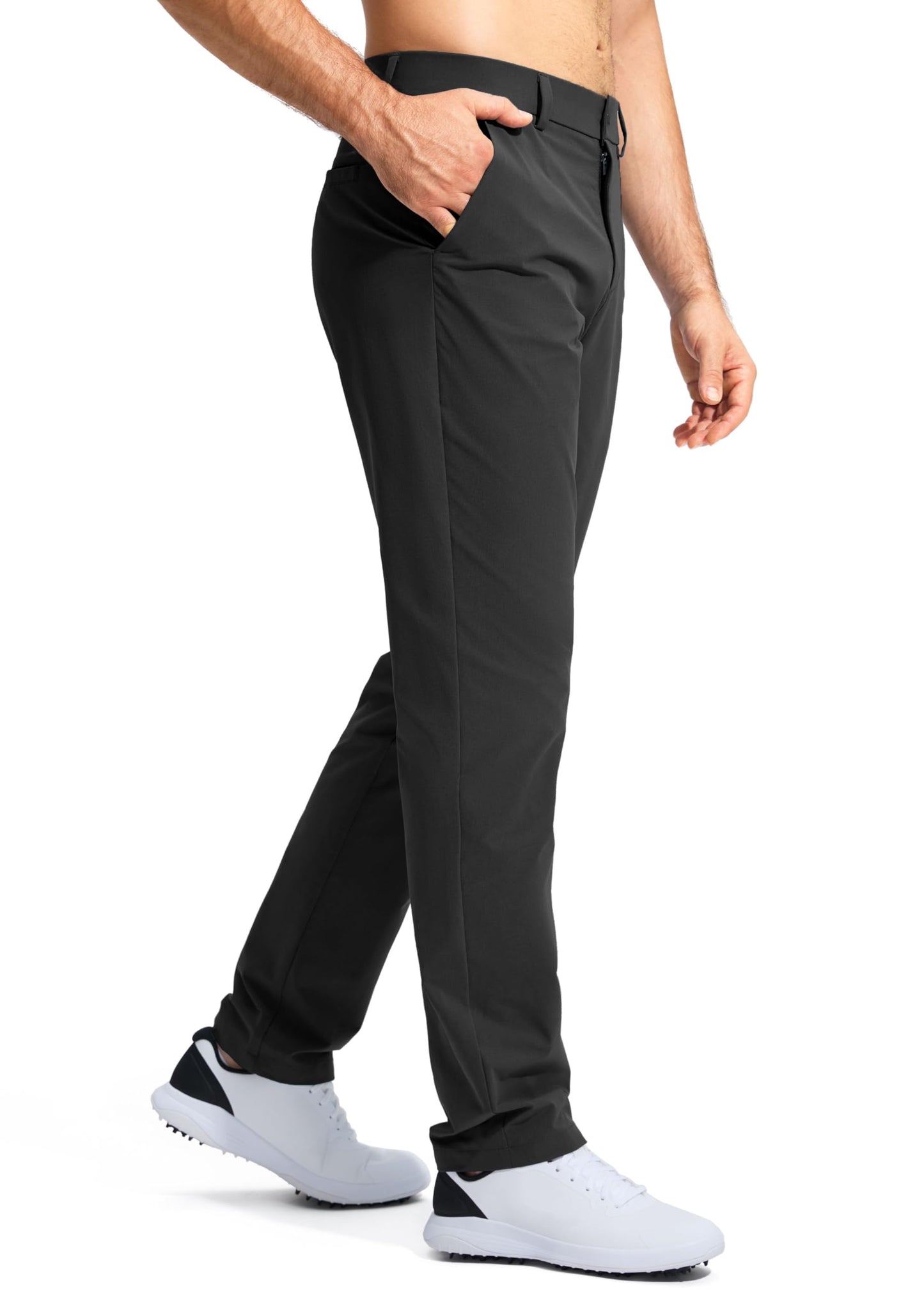 Pudolla Golf Pants for Men Stretch Dress Pants Mens Work Pants 30 Lightweight Quick Dry Casual Slacks Trousers with Pockets(Black 32Wx30L)