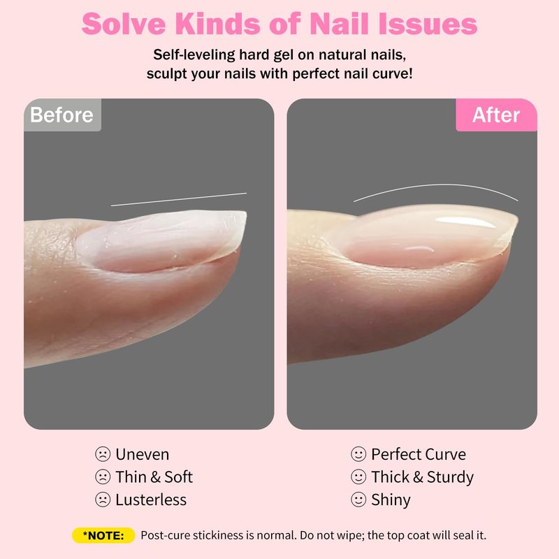 GELLAKTIK Builder Gel for Nails, 4X15ml 7 in 1 Builder Gel Nail Polish, LED Lamp Cured for Clear Rubber Base & Strengthener Extensions, Thickening, Repair (Clear, White, Nude, Pink)