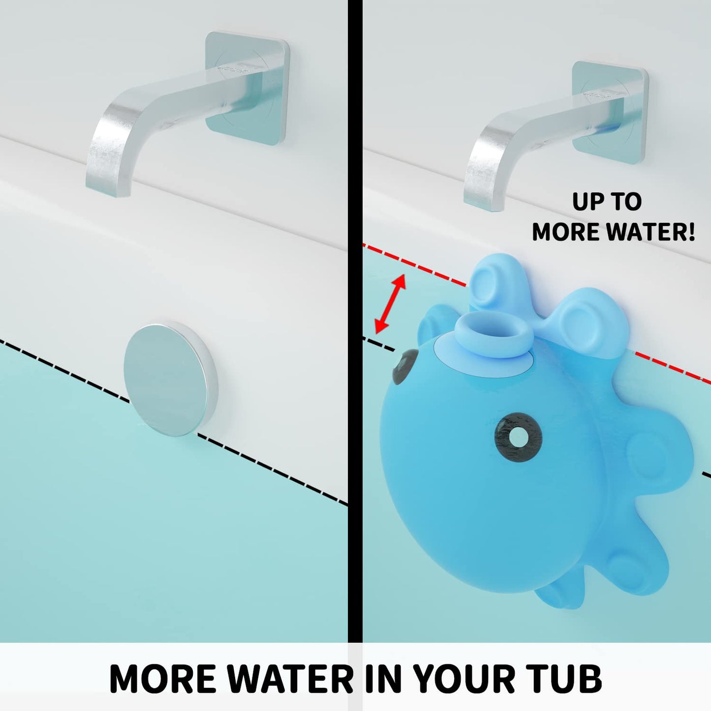 Bathtub Overflow Drain Cover Tub - Silicone Bathroom Overflow Drain Cover, Bath Tub Overflow Cover, Bathroom Spa Accessories, Adds Inches of Water for Deeper&Warmer Bath，Blue