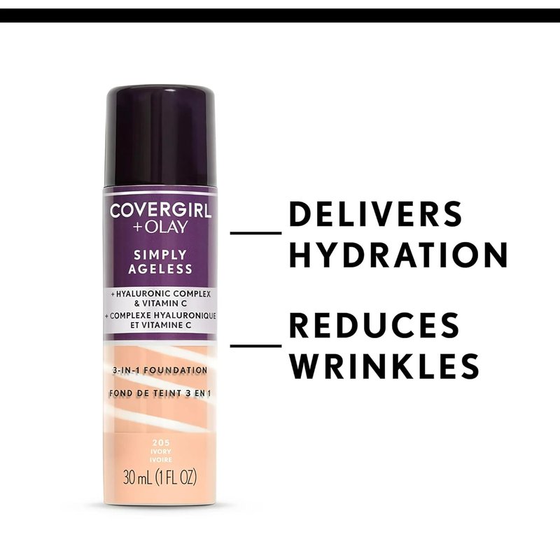 Covergirl + Olay Simply Ageless Liquid Foundation - Creamy Natural & Makeup Primer, 1 Fl Oz
