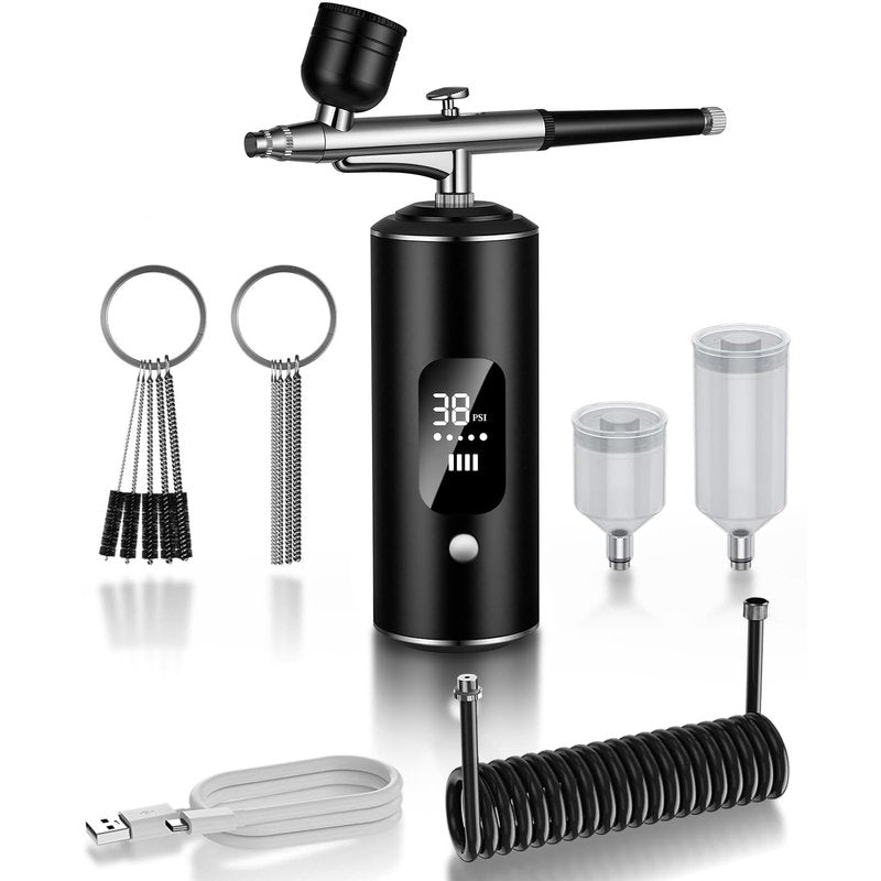 Airbrush Kit with Compressor - Nail Styler, 48PSI Screen Display Airbrush, Rechargeable Cordless Airbrush Machine for Manicure, Make-up, Painting, Cake Decoration