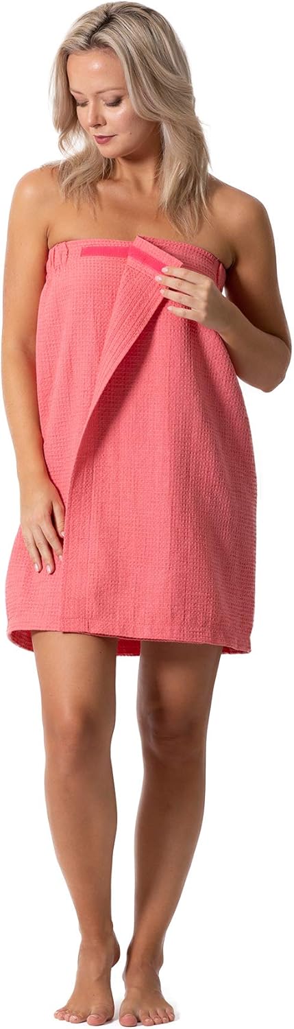 Turkish Linen Women's Waffle Spa Body Wrap - Adjustable Closure for Comfort