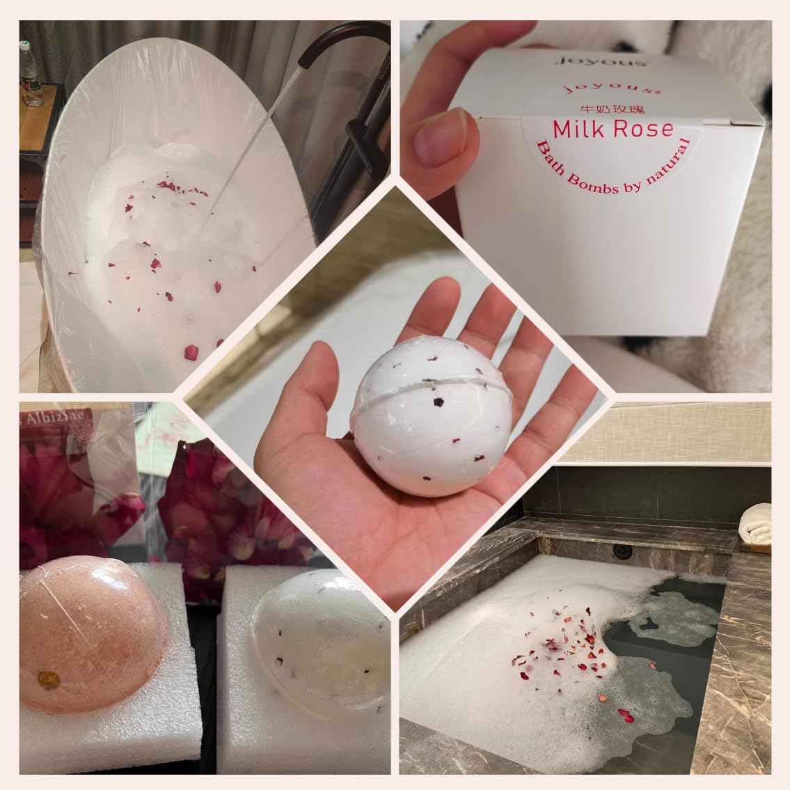 Fumgranth Bath Bombs for Women Spa Gift Set with Rose Milk Essential Oils Sea Salt Moisturizing Relaxing Birthday Gift for Her Bubble Bath Skincare Relaxation Aromatherapy Gifts Time Essentials