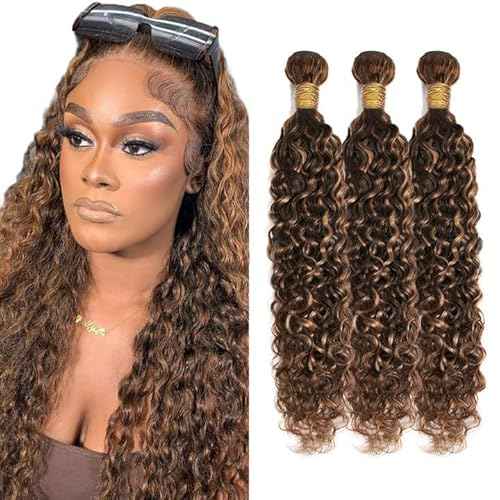 Brown Bundles Human Hair 18 20 22 Inch P4/30 Water Wave 3 Bundles Brazilian Virgin Remy Hair Double Weft Weave Human Hair Extensions