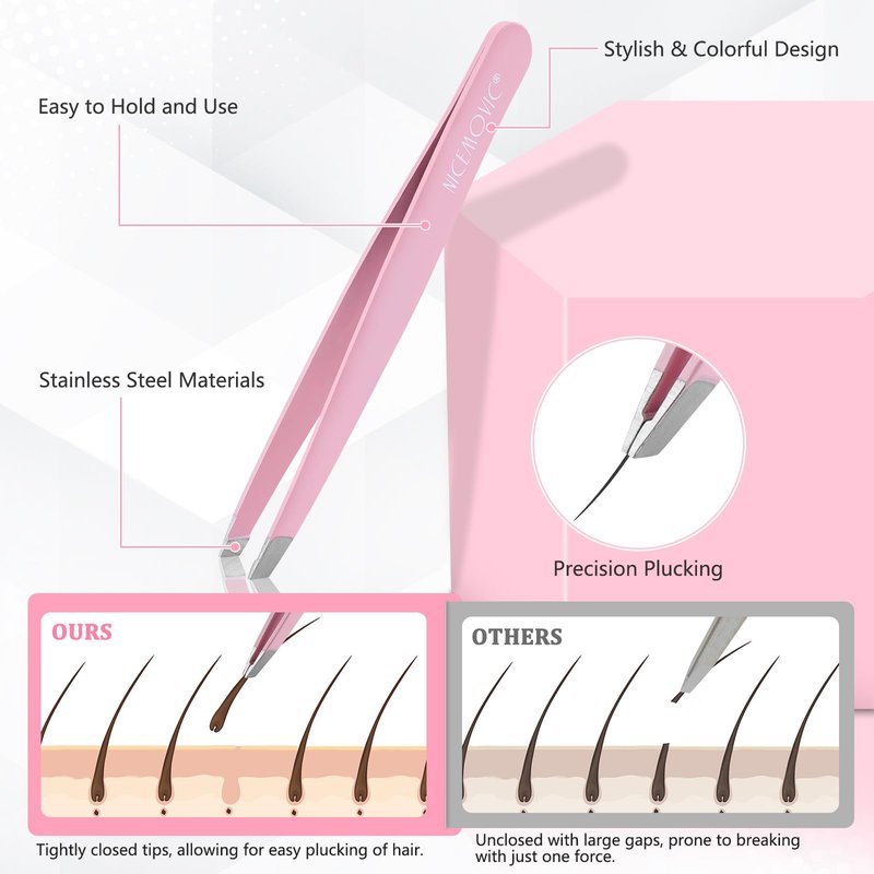 NICEMOVIC 7 Pcs Eyebrow Tweezers for Women Facial Hair, Tweezers Set for Eyebrows, Stocking Stuffers for Women Teen Girls, Basket Stuffers, Christmas Birthday Small Gifts for Teen Girls Mom Her
