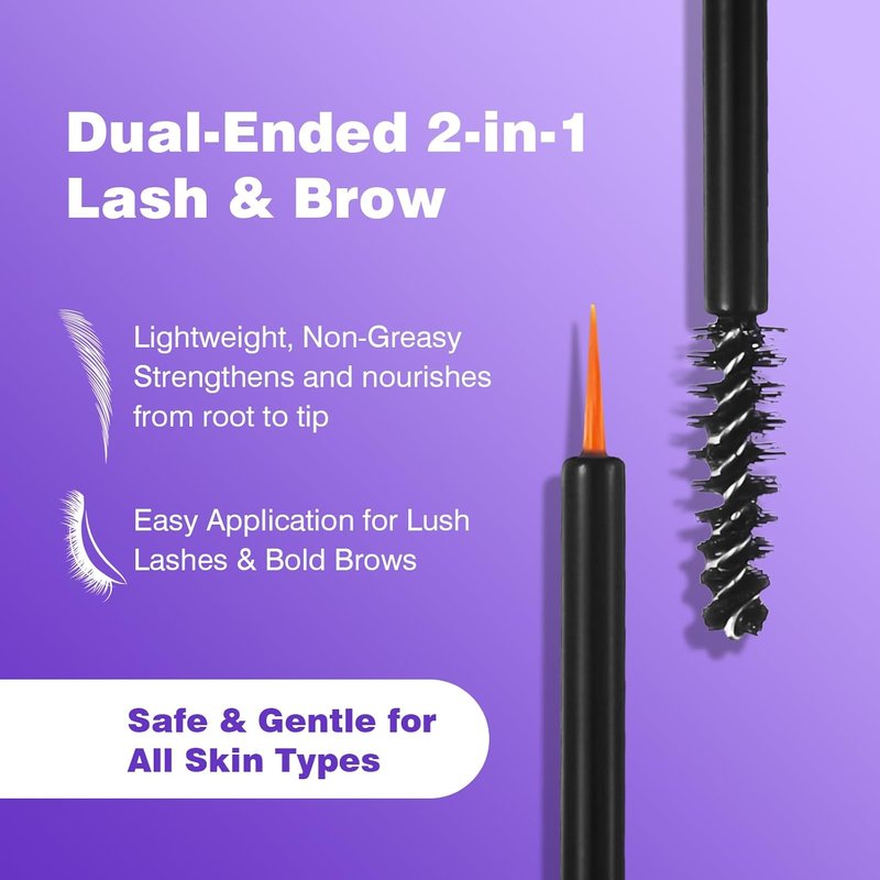 Skiennix 2-in-1 Lash & Brow Growth Serum - Dual-Ended Enhancer with Peptide & Vitamin Formula | Eye-Safe, Vegan, 5 mL + 5 mL
