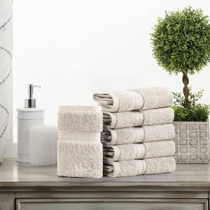 Superior Egyptian Cotton Plush & Absorbent, Face Towel Set of 6, Stone