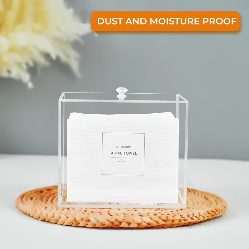 Acrylic Face Towel Holder - Stylish Storage Box for Face Towels & Makeup Remover Cloths | Compact Design