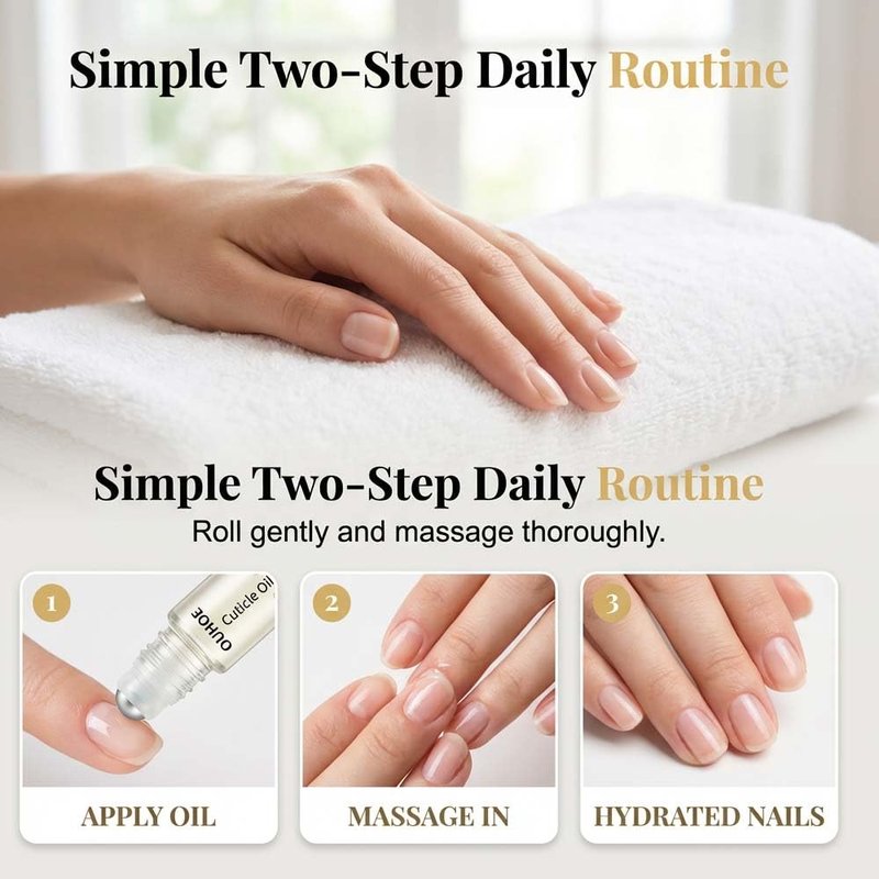 Cuticle Oil, Roll On Nail Care Oil, Moisturizes And Strengthens Nails And Cuticles, Contains Sunflower Oil And Sweet Almond Oil, 1.4 Fl Oz (1pcs)
