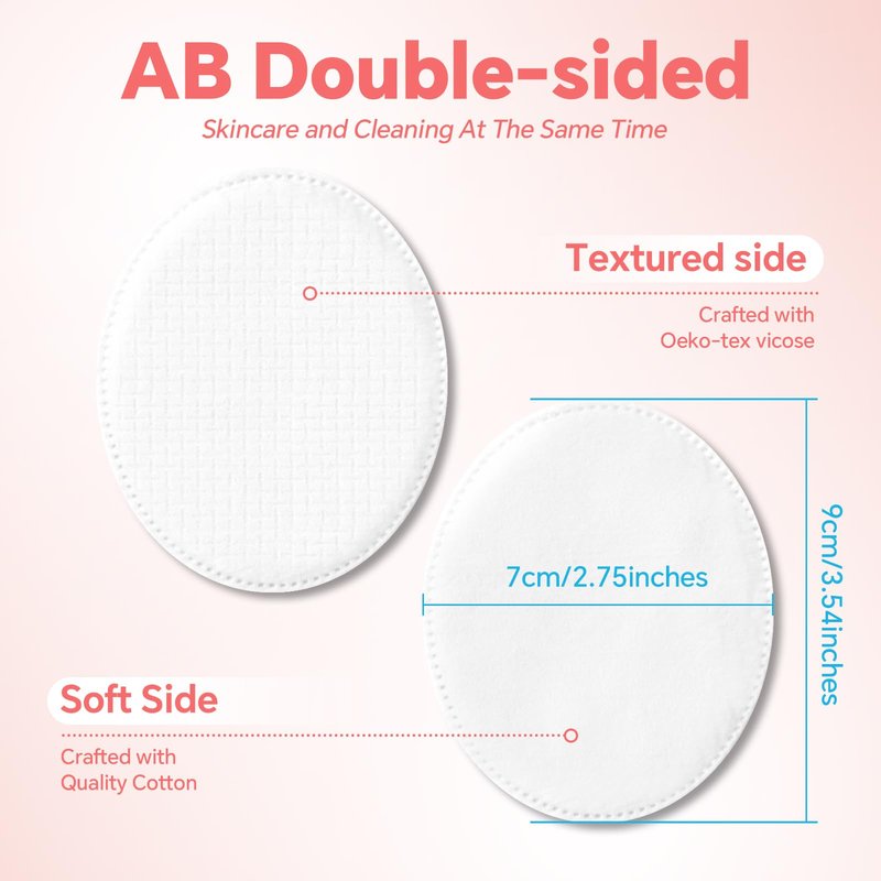 ICOTLE Large Oval Cotton Pads, 80 Count, Multi-Layer, Lint-Free, Dual-Sided, Ultra-Soft Cotton Oval Pads for Makeup Removal, Cleansing, and Toner Application