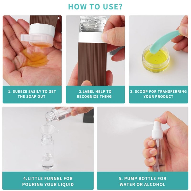 NuvaConx 18Pack Travel Bottles for Toiletries TSA Approved Silicone Travel Containers for Toiletries, Leak Proof Refillable Liqus Shampoo And Conditioner travel Essentials toiletry Bottles (BPA Free)