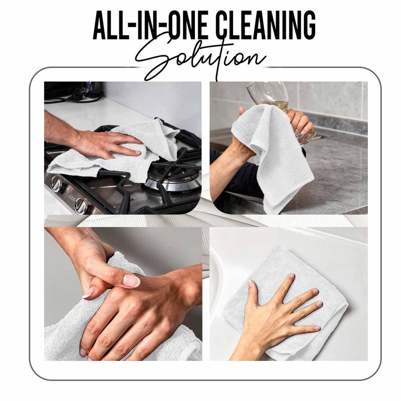 RIVERSIDE Pack of 12 Washcloths, 12 x 12 Inches, 100% Cotton, Premium Flannel Face Cloths, Highly Absorbent & Soft Feel Fingertip Towels (White, 12 Pack)