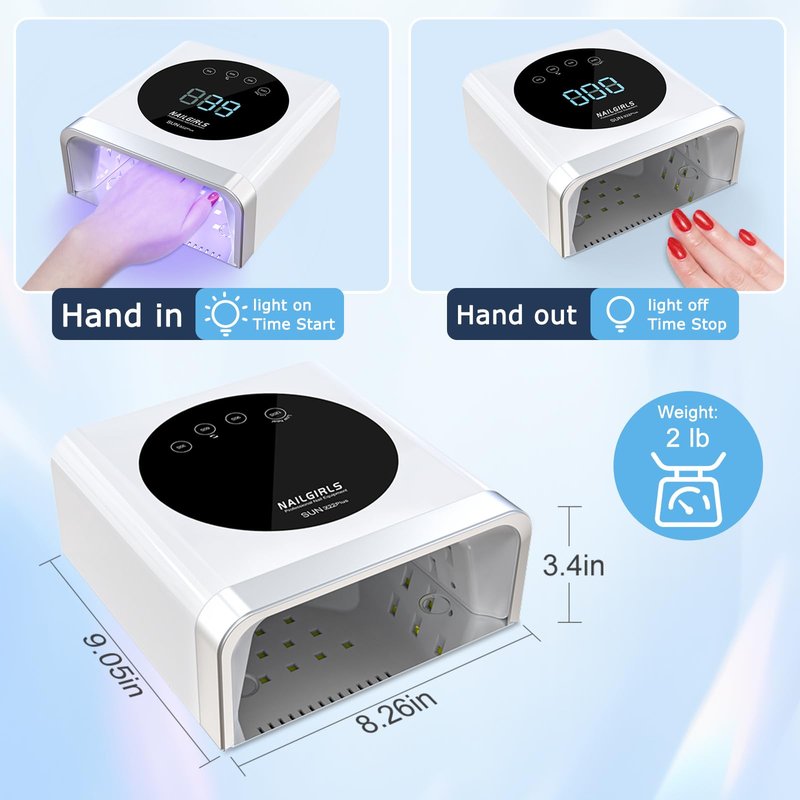 NAILGIRLS 150W UV Nail Lamp, Fast Curing UV Light for Gel Nails Salon Results at Home, 36 LED, No Heat Spikes, 4 Timers, Large Space for Beginners DIY Nails & Professionals, Auto Sensor, LCD Display