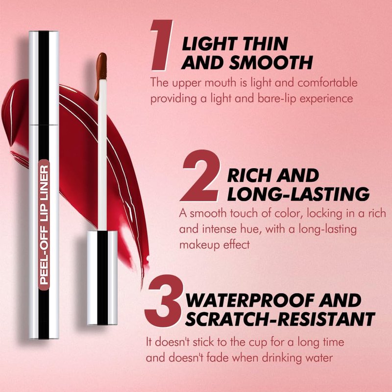 JUAAZIN Matte Liquid Lip Stain Peel Off Lip liner Tattoo, Brownish Red Matte Peel Off Lip Stain, Long Lasting Waterproof Lipstick Lip Gloss Stain, Transfer-proof for All Skin Types, 0.12 fl oz 03#