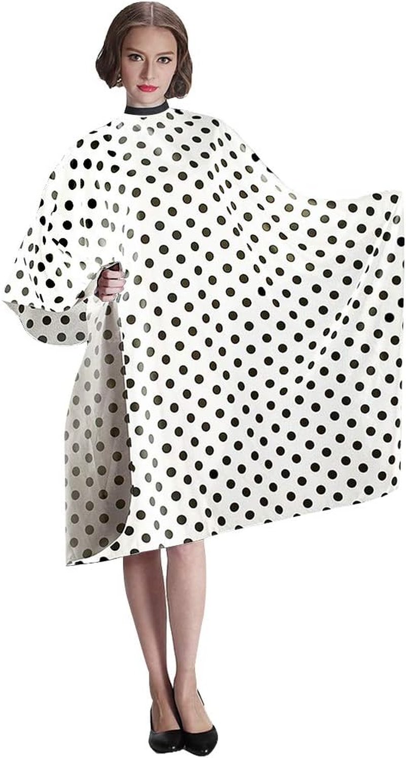 Professional Salon Cape - Black and White Dots Hair Cutting Cape, 54"x62"