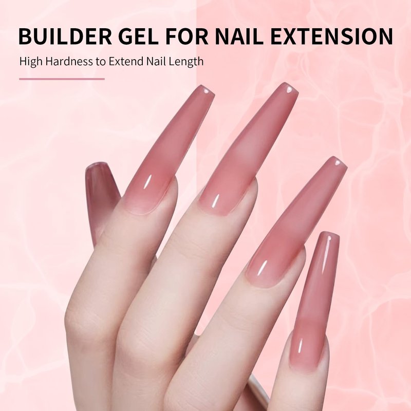 JODSONE Builder Gel Set - 4Pcs 10ML Nail Apex & Extension Strengthener | Clear, White, Pink, Brown