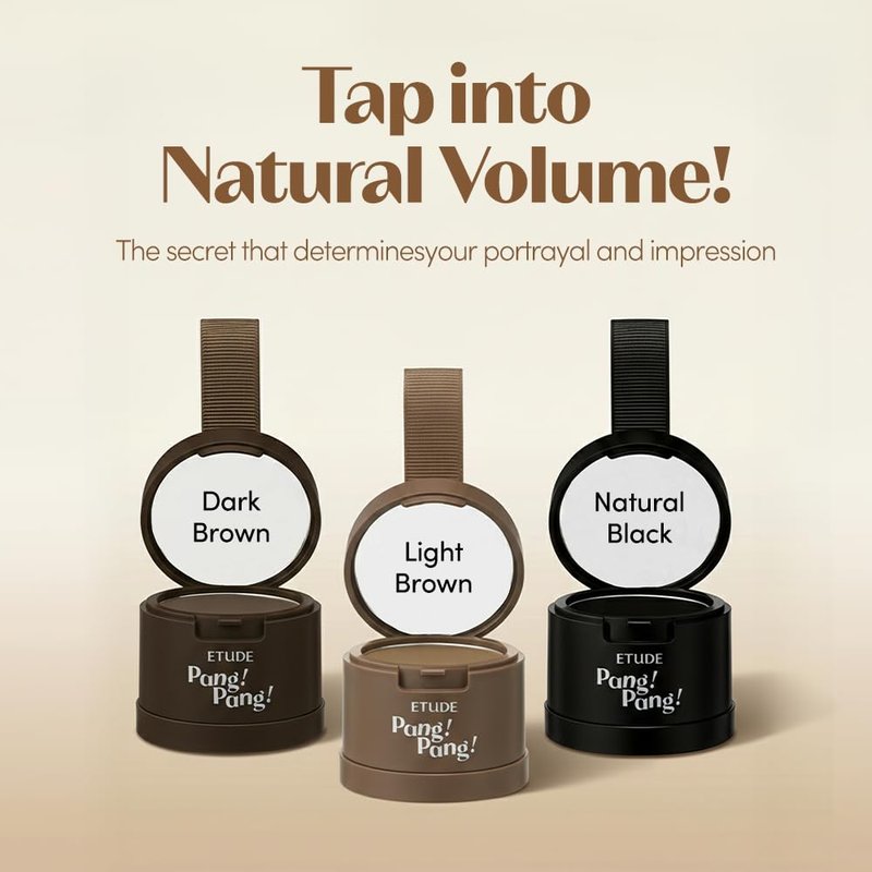 ETUDE Hair Pang Pang Hairline Powder - Waterproof Root Touch Up for Thin Hair | Natural Black