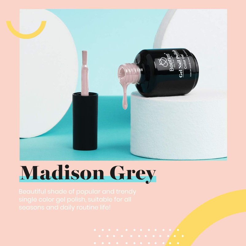 Beetles Nude Gel Nail Polish, 1pc 15ml Neutral Grey Taupe Summer Gel Polish Soak Off U V LED Nail Lamp Nail Art Manicure Salon DIY Home