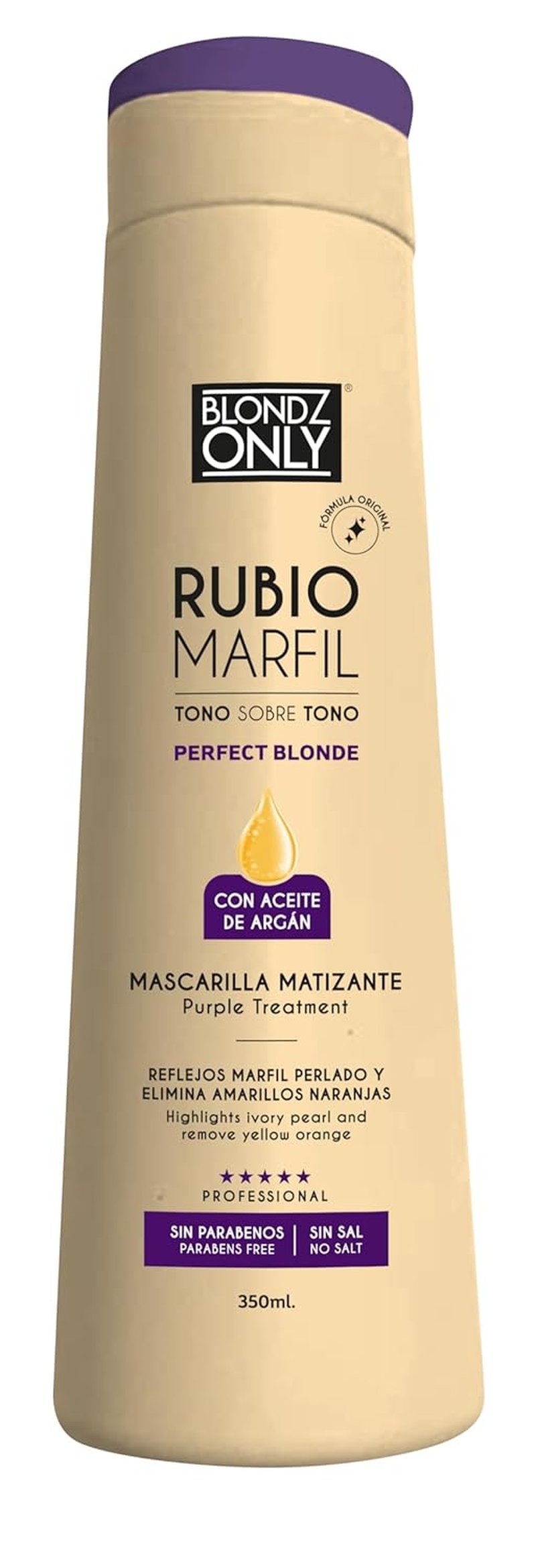 Purple Toning Hair Mask - Neutralizes Brassiness & Yellow Tones | Argan Oil Infused | 11.8 Fl Oz (350 ml)
