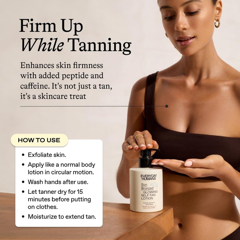 Everyday Humans Sun Bronzed Gradual Self Tanning Lotion - Moisturizing & Firming 6.8 fl. oz | Streak-Free Formula with Peptides, Vetiver & Santal