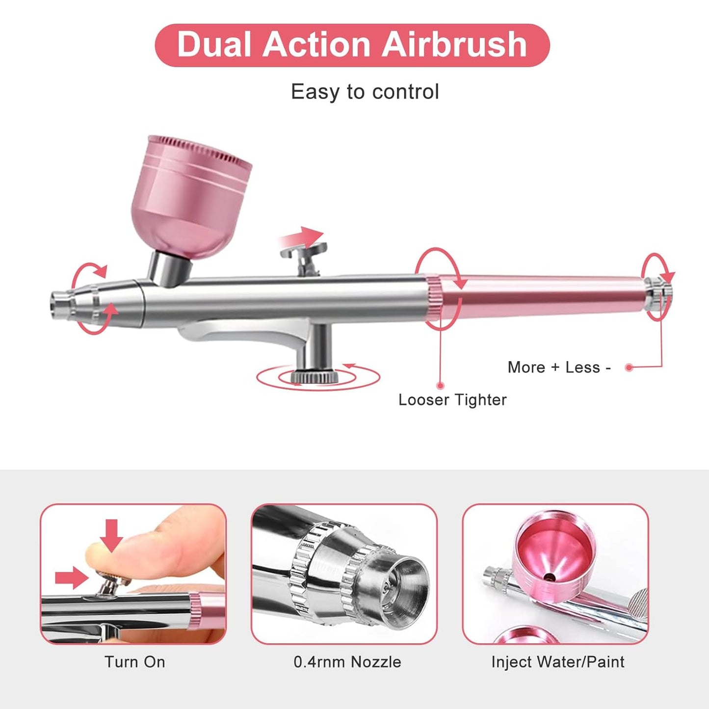 ZPSHYD Airbrush Kit - Portable Wireless Air Brush with Compressor for Nail Art & Makeup (Pink)