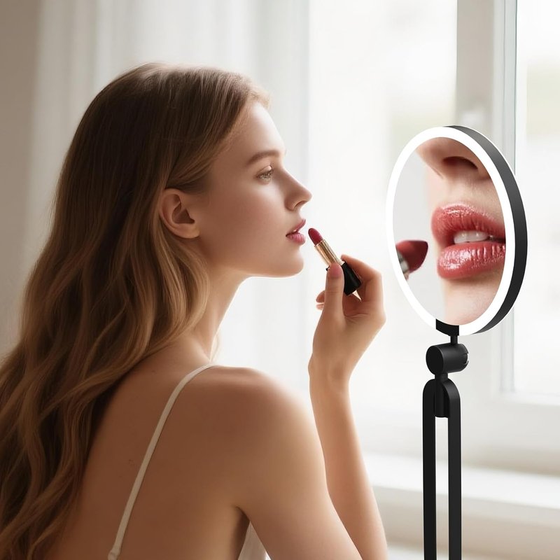 Magnifying Makeup Mirror with Light - 40X/1X Double-Sided, Rechargeable, 6-Inch, 360° Adjustable, Foldable Design