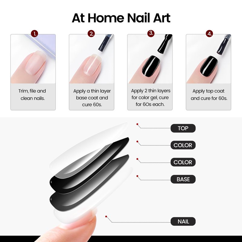 JODSONE 18ml Gel Nail Polish Black Gel Polish Soak Off U V Lamp Gel Polish Nail Art Manicure Salon DIY at Home Gift for Women