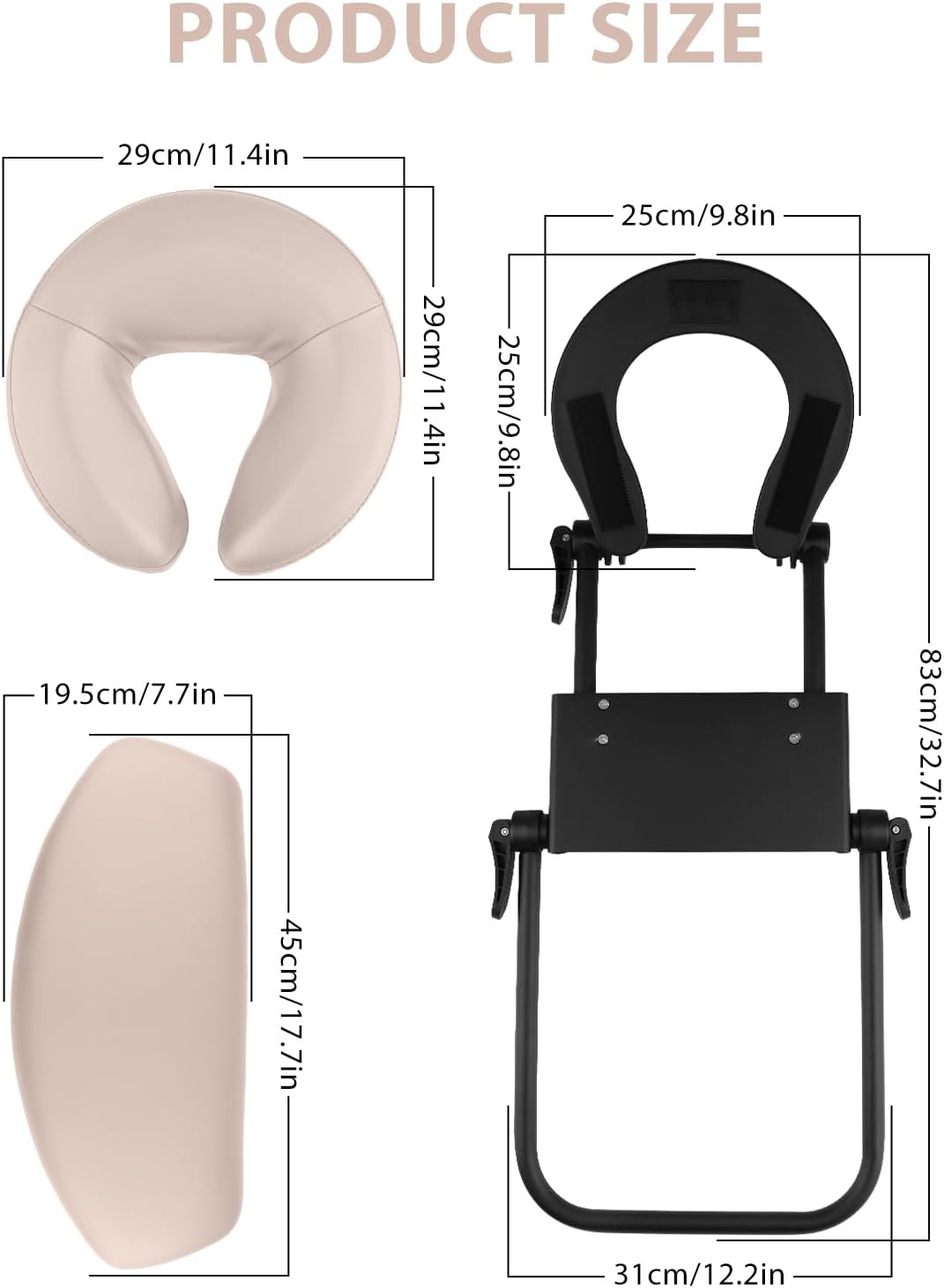 TOROKOM Adjustable Headrest Face Pillow Cradle & Face Cushion Support Bracket, Headrest Face Cushion Face Pillow, Salon Home Mattress Massage Kit (Cream)