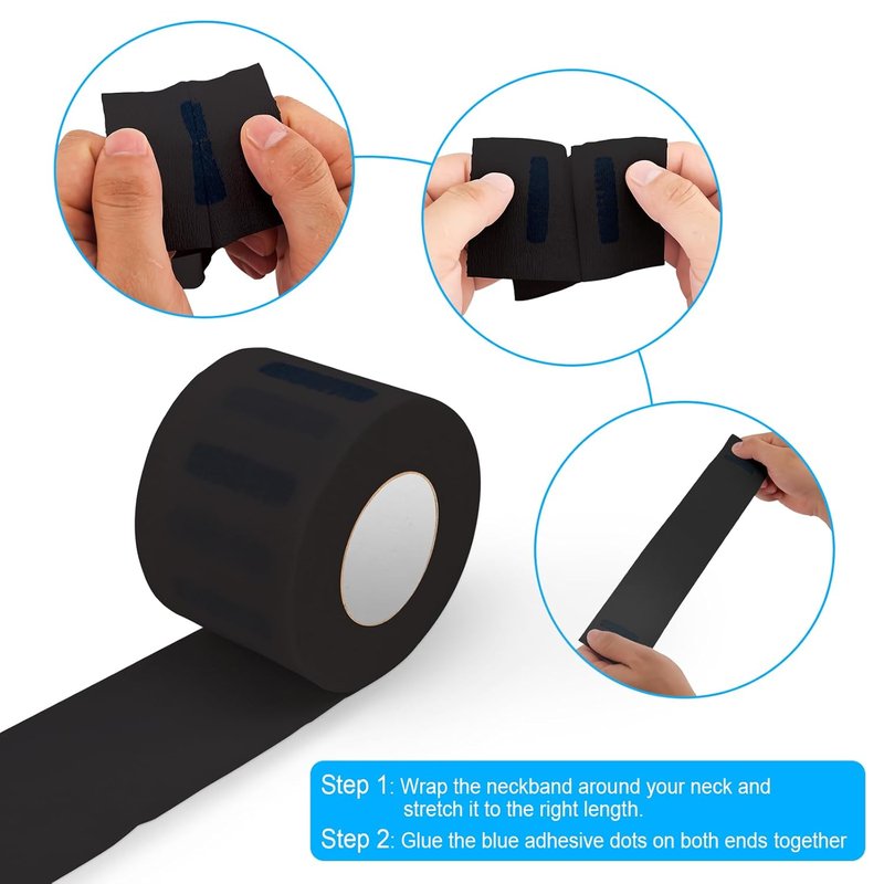NICEMOVIC Disposable Barber Neck Strips - 5 Rolls of Stretchy Paper for Professional Salon Haircuts | Black