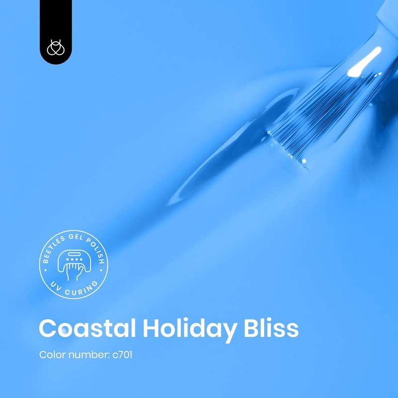 Light Blue Gel Nail Polish - Soak Off UV/LED Formula for DIY Home Manicure | 15ml Coastal Holiday Bliss