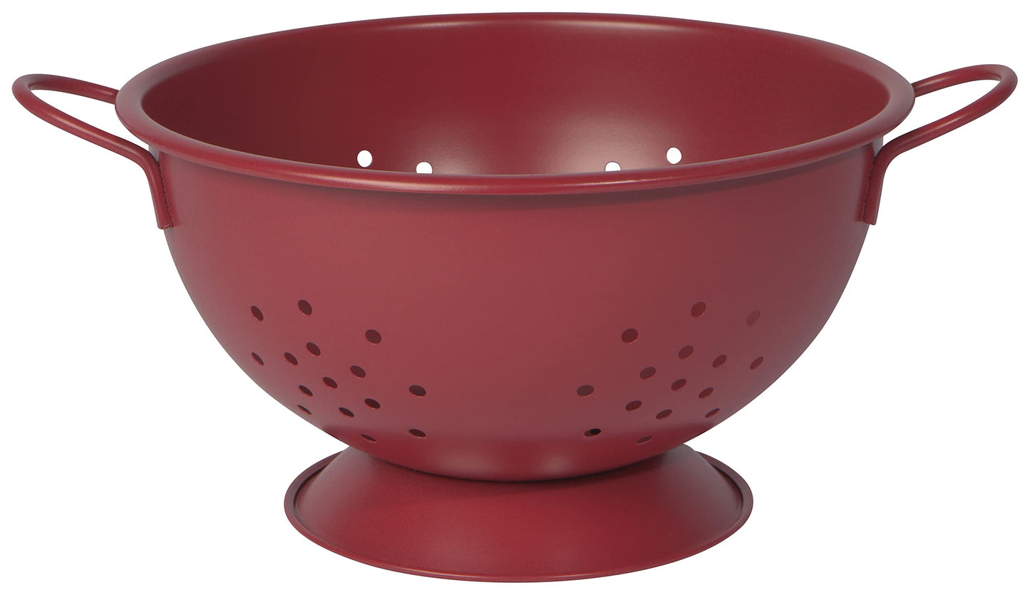 Now Designs Matte Coated Metal Colander Set Medium and Small, Set of 2, Red,5161503AA