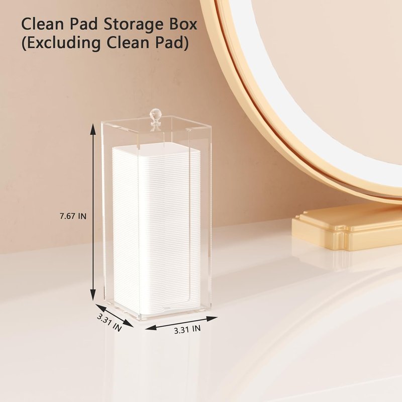 Clean Skin Club Acrylic Cotton Pad Dispenser - Vertical Storage Box with Lid for Easy Access